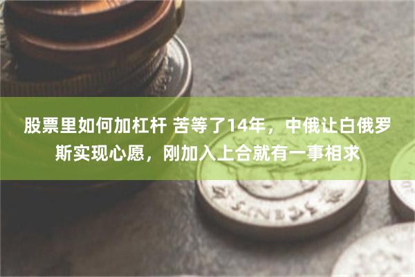 股票里如何加杠杆 苦等了14年，中俄让白俄罗斯实现心愿，刚加入上合就有一事相求